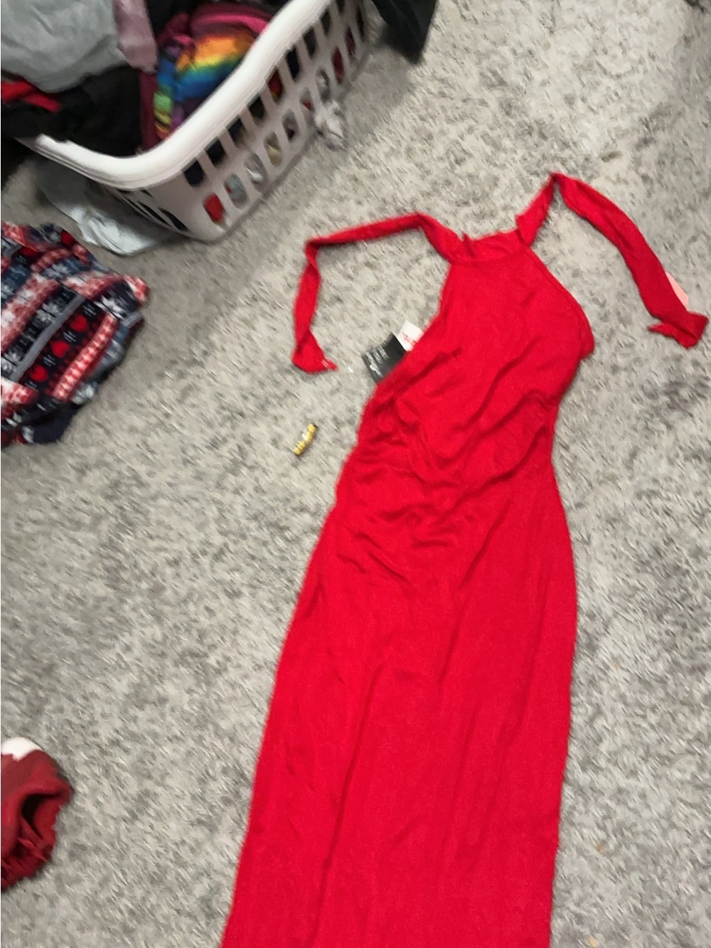 Tie-Shoulder Red Maxi Dress